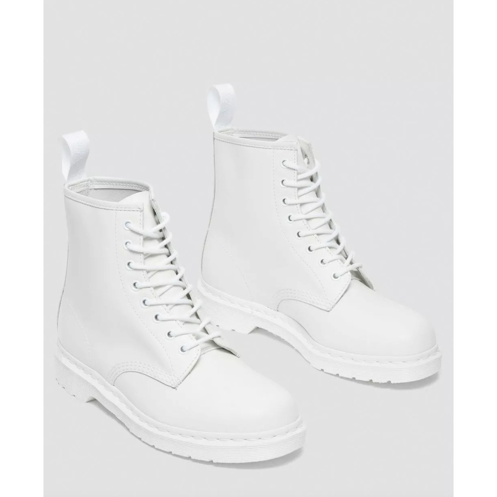 Doc Martens Unisex 1460 Mono White Smooth Leather Lace Up Boots
